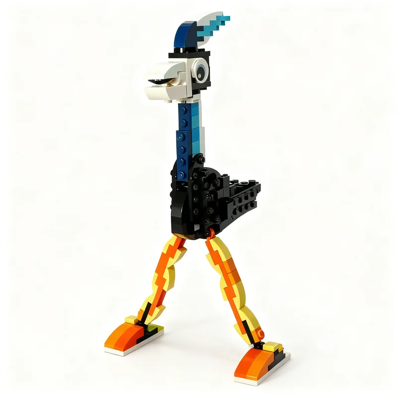133 pièces MOC Creator 3 1 Modèle d'oiseau à pattes longues Blocs de construction Architecture Assemblage Cadeaux de Noël DIY Jouets éducatifs créatifs Idée