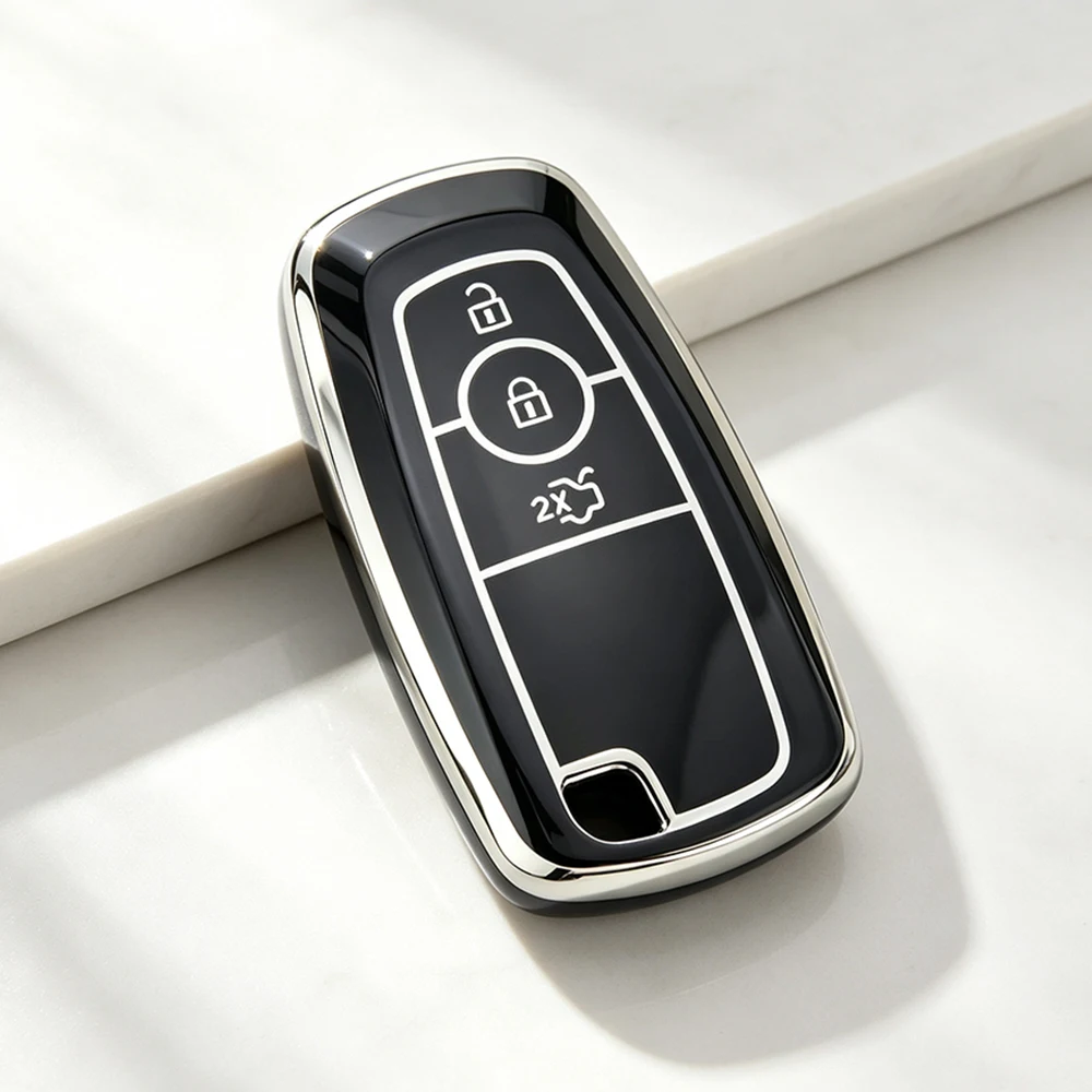 3 Buttons TPU Car Key Case Protector Cover for Ford Fusion Edge Mustang Explorer F150 F250 F350 F450 Auto Shell Fob Holder