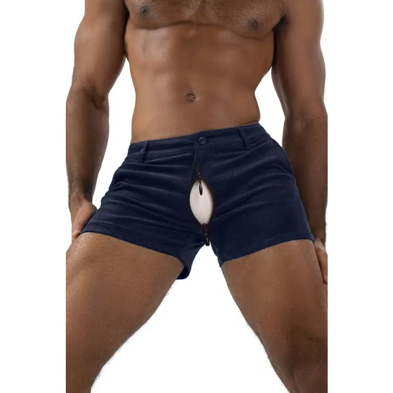 メンズ オープンクロッチ コーデュロイ ショーツ ドローストリング カジュアル ヴィンテージ 夏 レトロ ルーズフィット カーゴポケット ビーチ コットン 快適