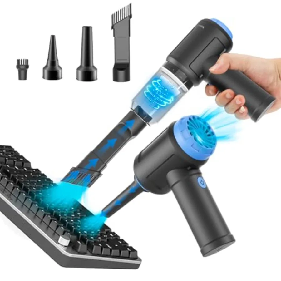 

Cordless Canned Air for Keyboard Cleaning - 110000RPM Powerful PC Cleaner - Air Duster Computer Vacuum Cleaner - Lightweight Pl