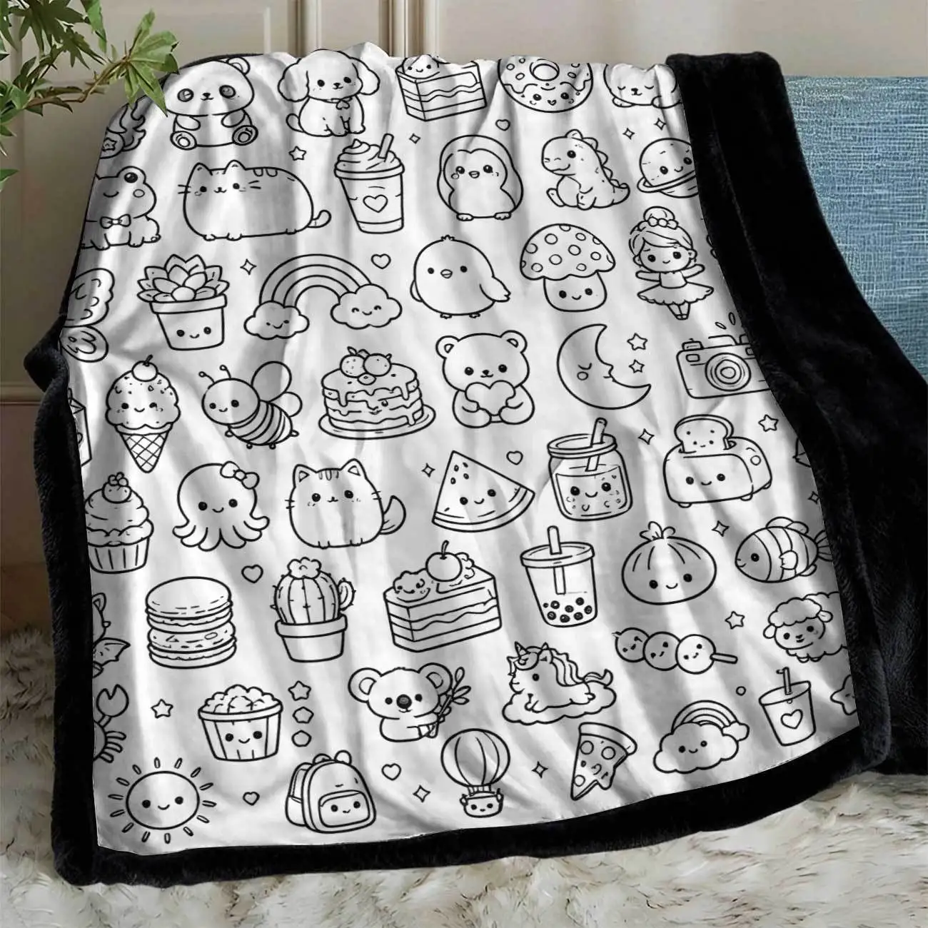 Factory Direct Supply of Handmade Coloring Blankets, Rainbow Food, Handmade Brushes Coloring Blankets, Animation Blankets