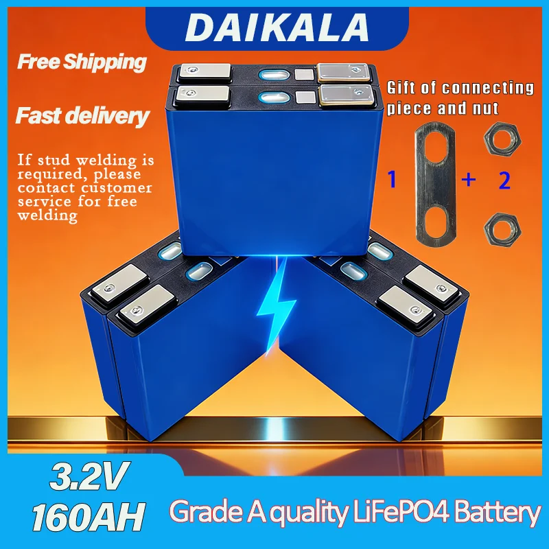 

New100% capacity LifePO4 lithium iron phosphate battery grade A 3.2V160AH, solar powered RV camping vehicle Golf Carts UPS Motor