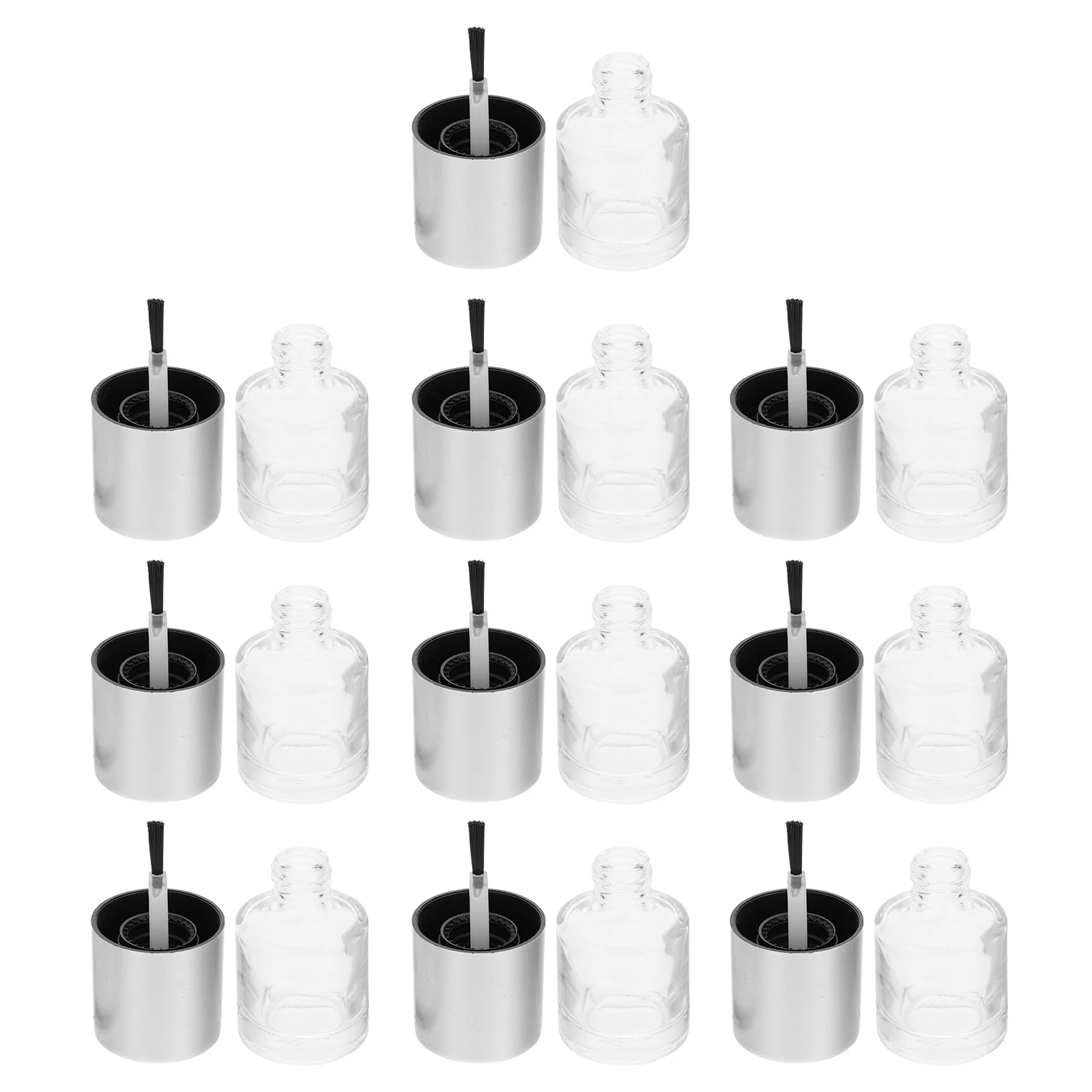 Bottiglie di vetro vuote per smalto da 10 pezzi Contenitore riutilizzabile da 10 ml con pennello Conservazione compatta per manicure con gel per unghie