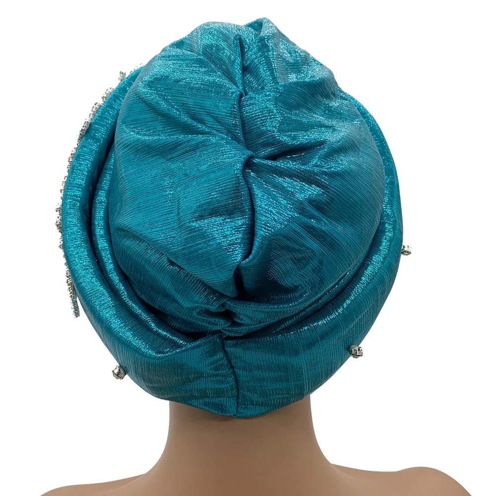 Glitter African Head Wraps Luxury Rhinestone Turban Hat for Women Headgear Nigeria Auto Gele Headtie Turbante Mujer