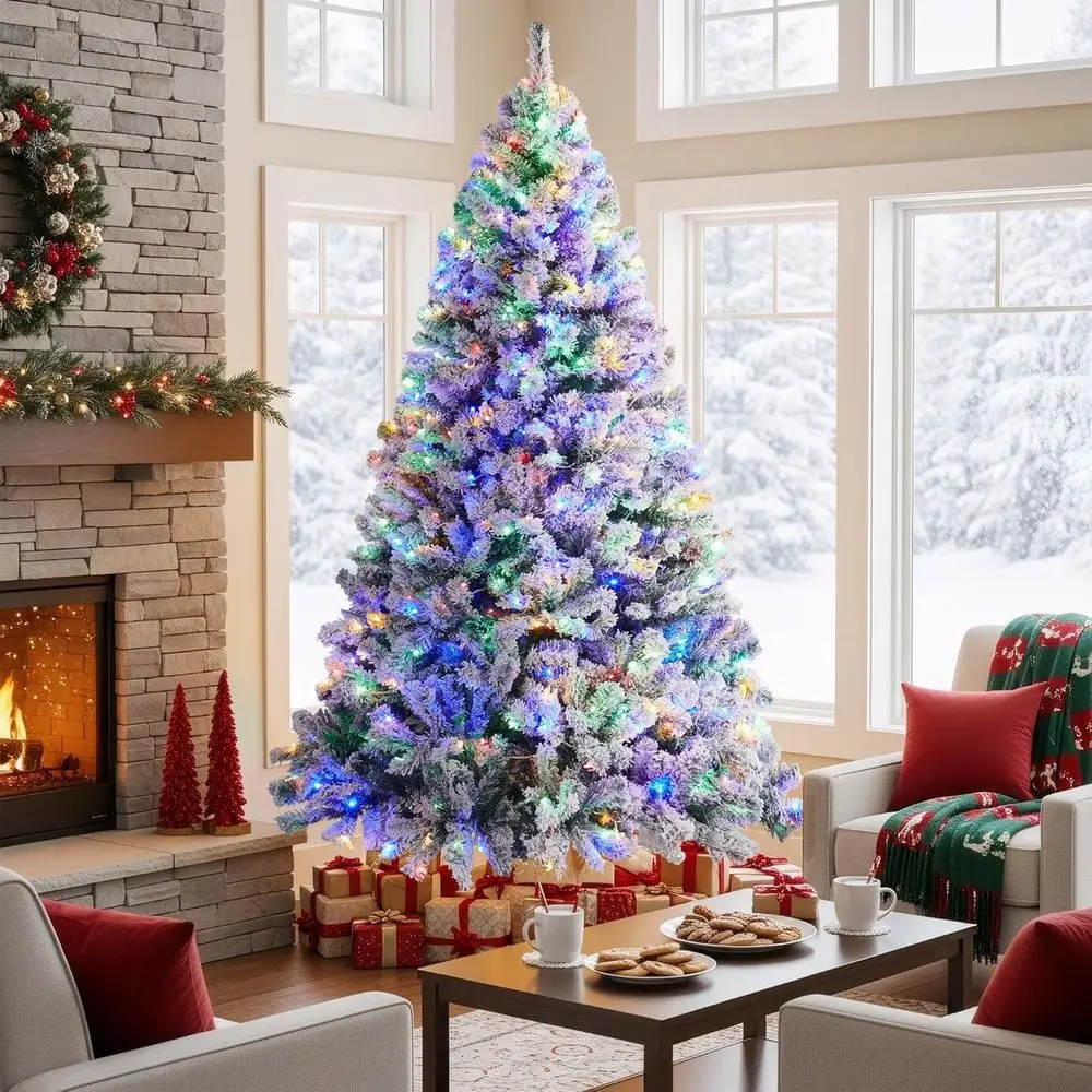 

Pre-lit Spruce Artificial Christmas Tree with 550 Multicolor LED Lights & 1284 Branch Tips & Metal Stand for Home, Office, Party