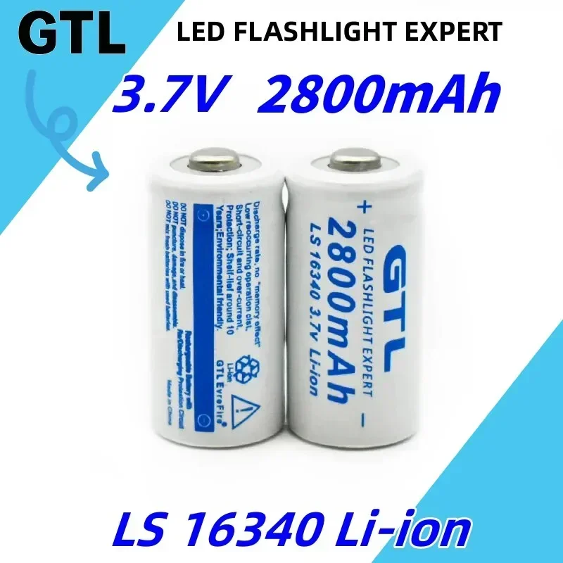 NEW CR123A RCR 123 ICR 16340 Battery 2800mAh 3.7V Safety Camera Rechargeable Battery Lithium Ion L70 Plus