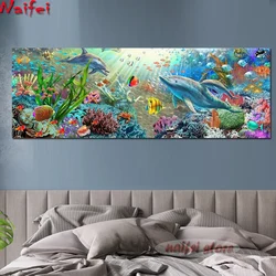Large Size 5D DIY Diamond Painting Full Square/Round Drill Sea Dolphin Fish Mosaic Diamond Embroidery Cross Stitch 5D Decor Gift