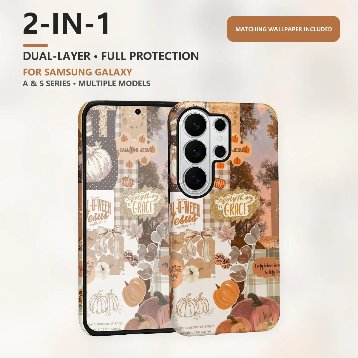 Fall For Jesus Pumpkin 2-in-1 Dual-Layer Phone Case for Samsung Galaxy S26 S25 S24 Plus Ultra FE S20 FE A56 A17 A16 A15