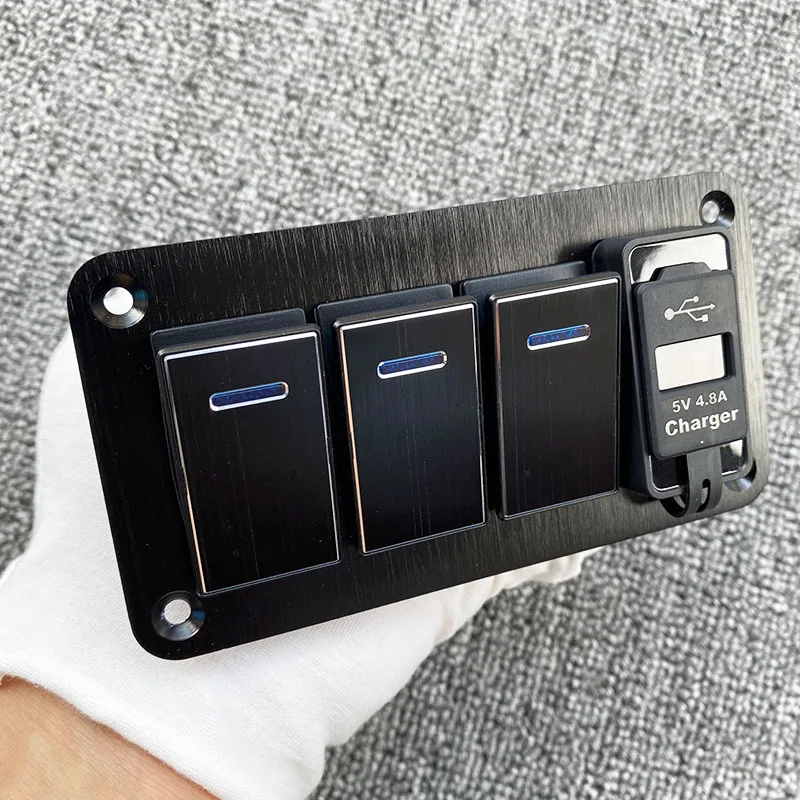 

Металлический переключатель на 1-7 клавиш, цифровой фотоэлемент, водонепроницаемый для автомобиля, морской фотоэлемент, панель переключателя, хороший двойной USB-порт