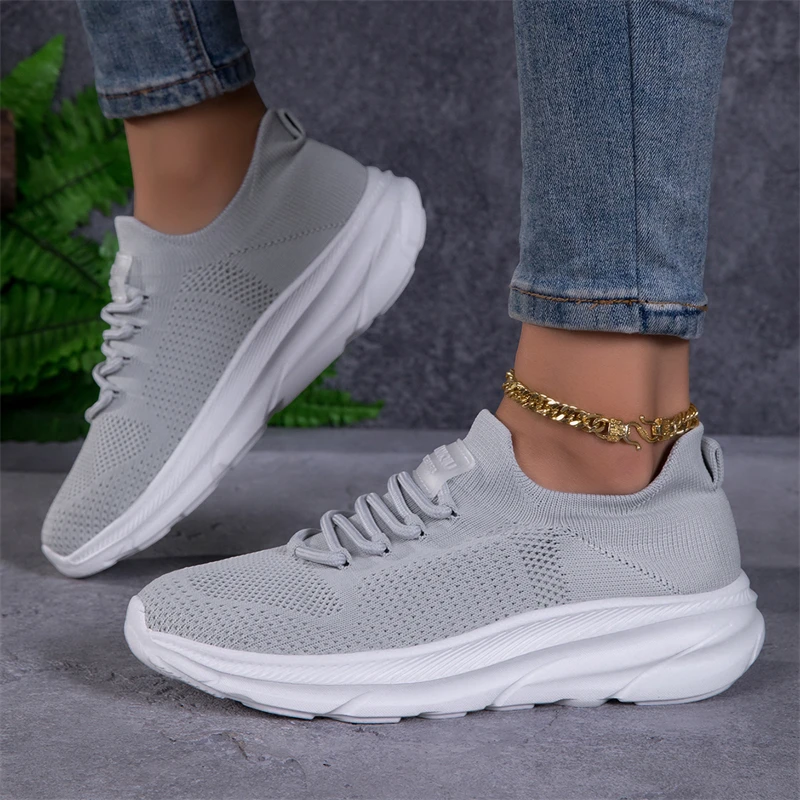 New Platform Men's Running Shoes Comfortable Breathable Knit Sneakers For Men Casual Sneakers Outdoor Non-slip Sports Shoes Man