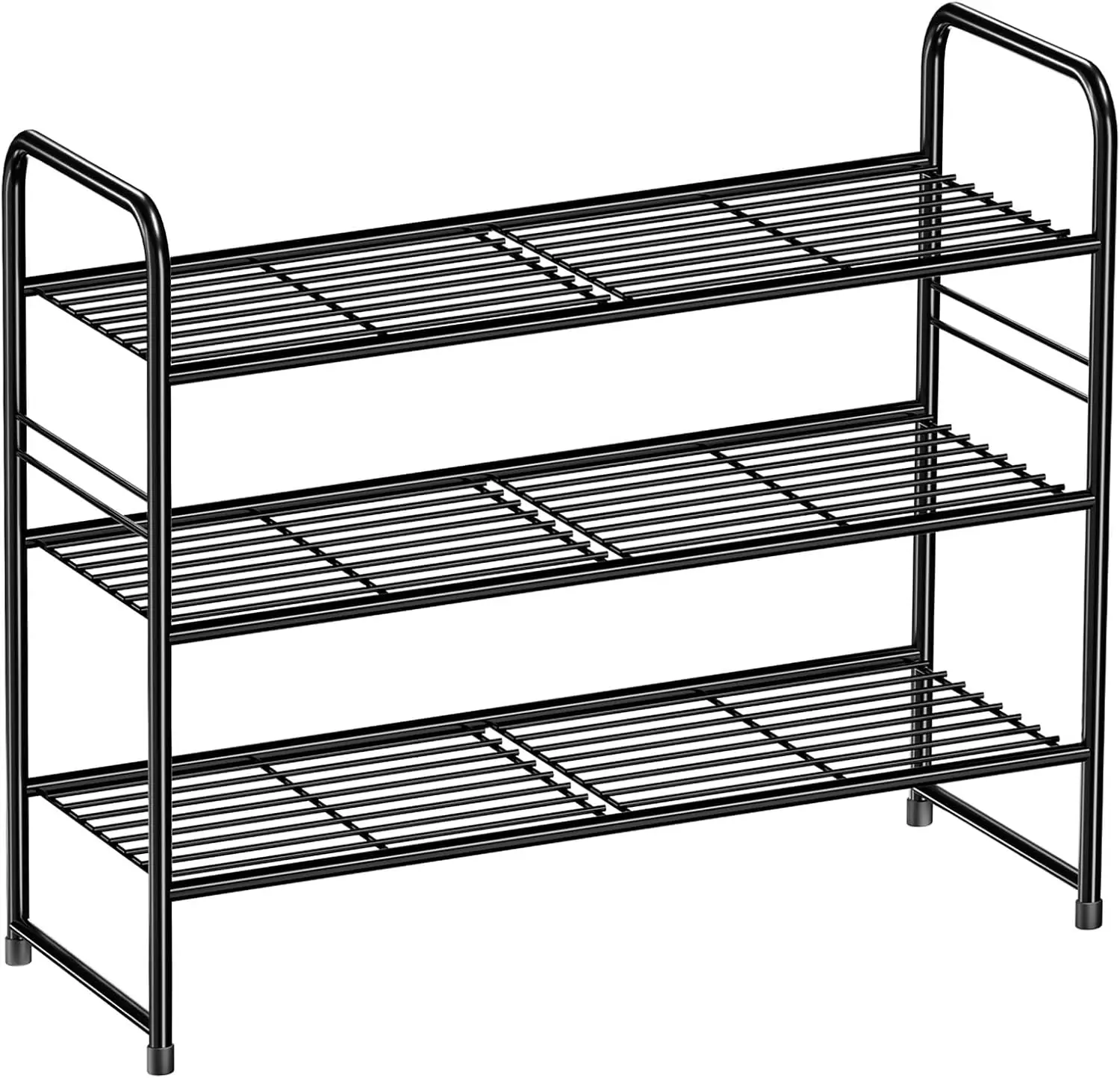 

3 Tier Shoe Rack, Closet Shoe Organizer for Entryway, Heavy Duty Stackable Shoe Storage Shelf Stand, Black