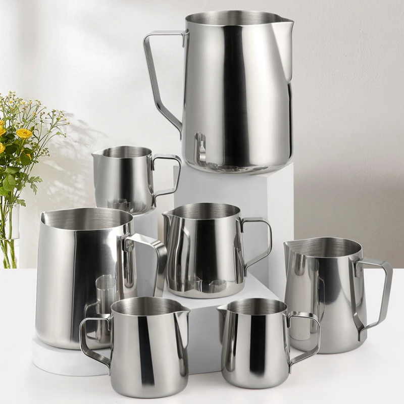 100/350/600ml Milk Jugs Fashion Stainless Steel Milk Craft Milk Frothing Pitcher Coffee Latte Frothing Art Jug Pitcher Mug Cup