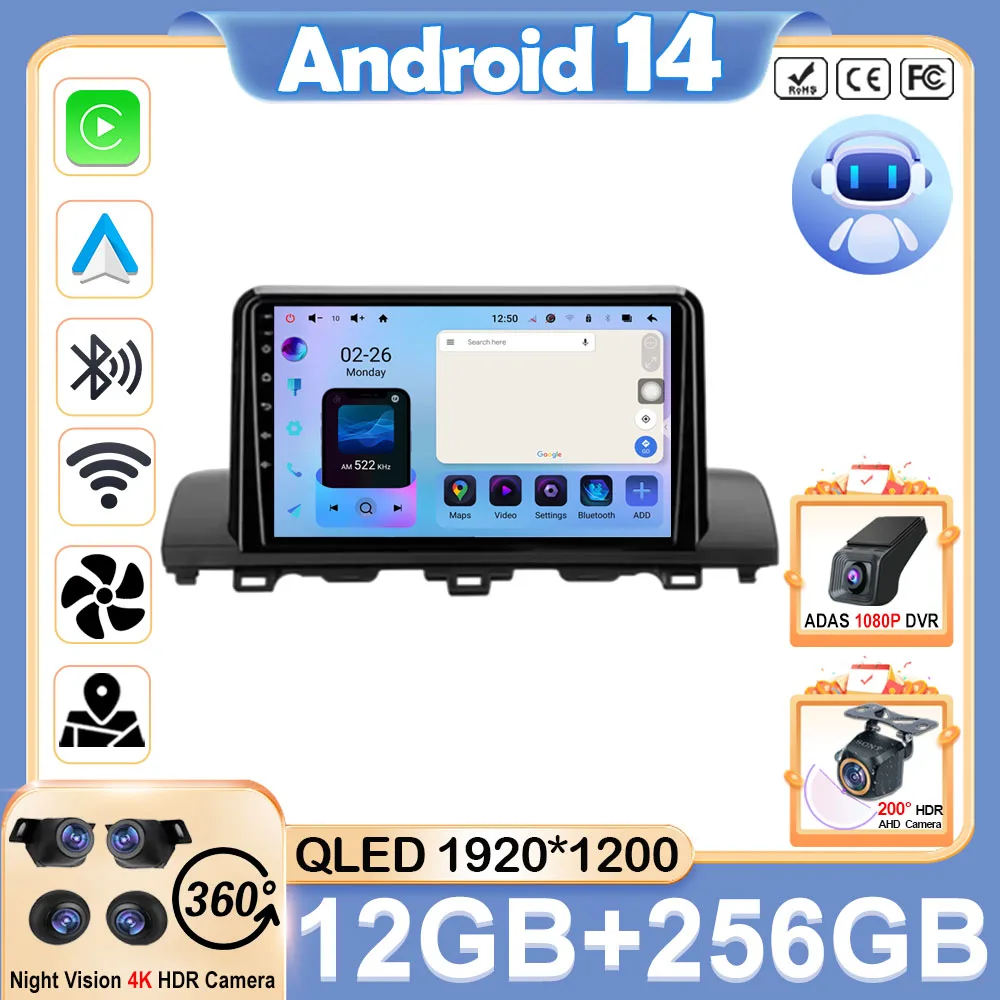 

Android 14 Car Radio For Honda Accord 10 2018 Stereo GPS BT Multimedia Viedo Player No 2DIN Head Unit WIFI DVD Touch QLED Screen