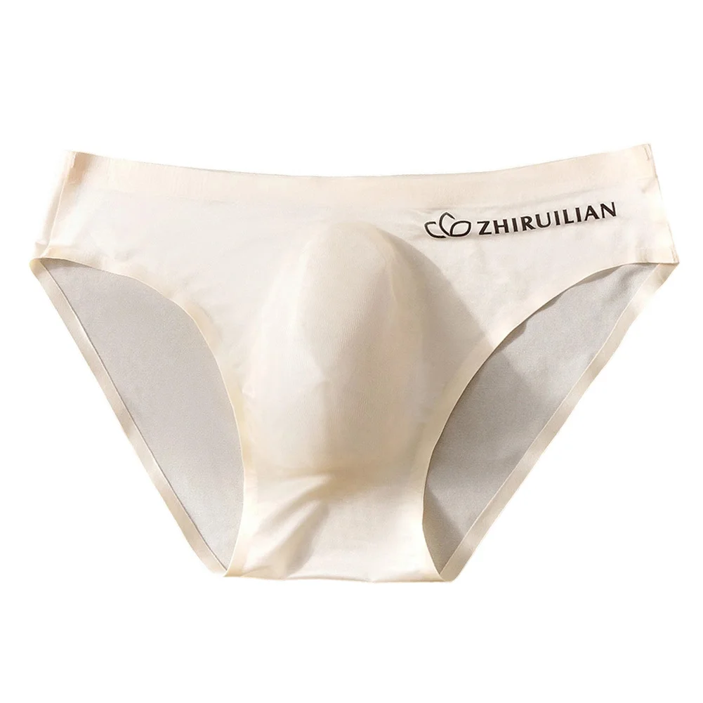 Men Translucent Seamless Briefs 3D Pouch Low Waist Breathable Thin Underwear For Daily Wear Solid Color Sexy Lingerie Pants