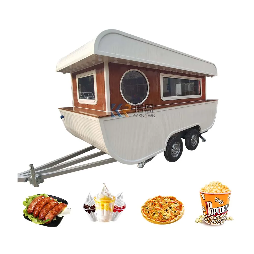 CE Popolare Rimorchio per catering Carrello per alimenti Cater Carrozza da pranzo Gelato Carrello per zucchero filato Stazione alimentare per popcorn con attrezzature da cucina