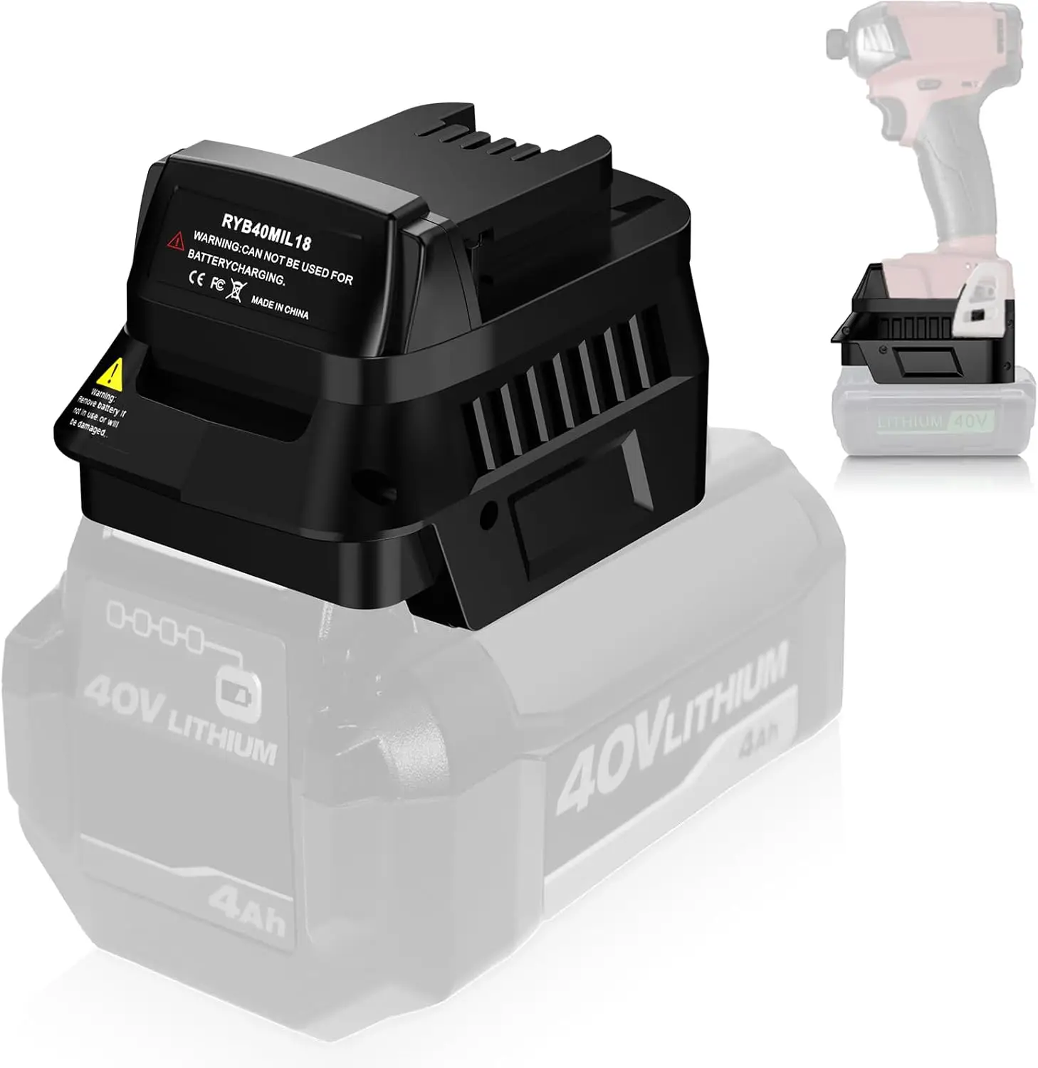 

for Ryobi 40V to for Milwaukee Battery Adapter for Ryobi 40V Battery Convert to Work for Milwaukee 18V Cordless Power Tool