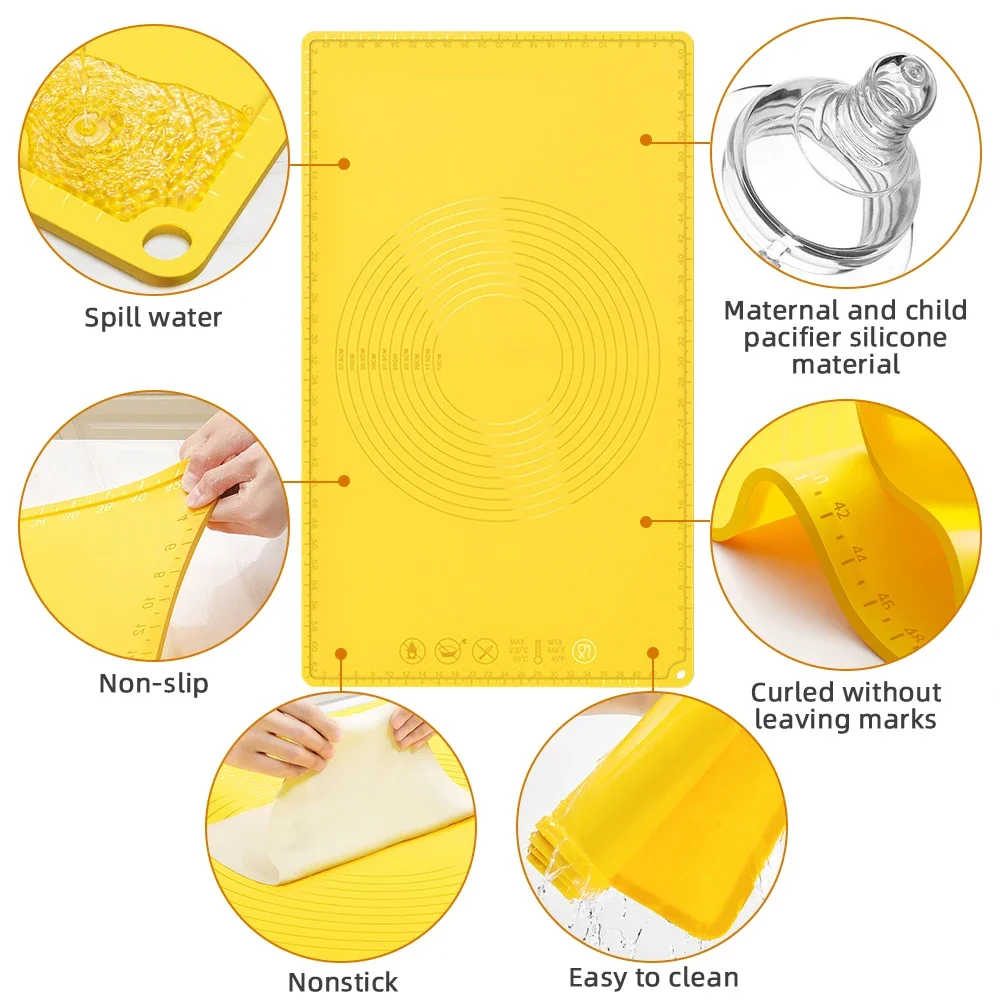 Imagem -06 - Silicone Pastelaria Mat para Pizza Massa Grande Grosso Oversize Baking Acessórios Board 65*45