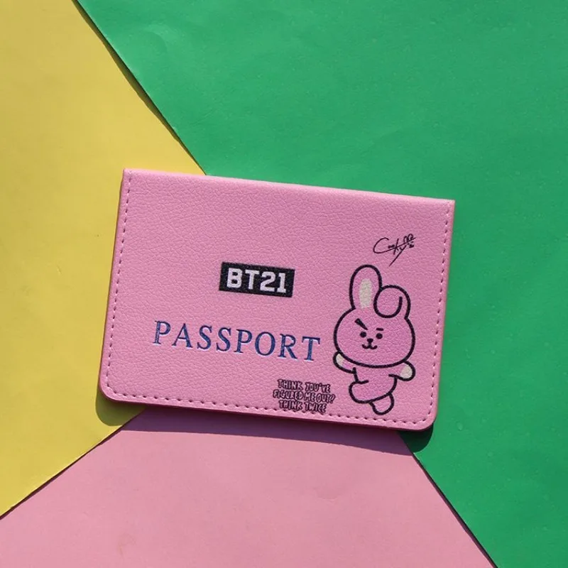 Kawaii BT21 Coin Purse Passport Clip Ticke Fashion Simple Zipper Purse Portable Id Card Credit Card Bag Girls Gift