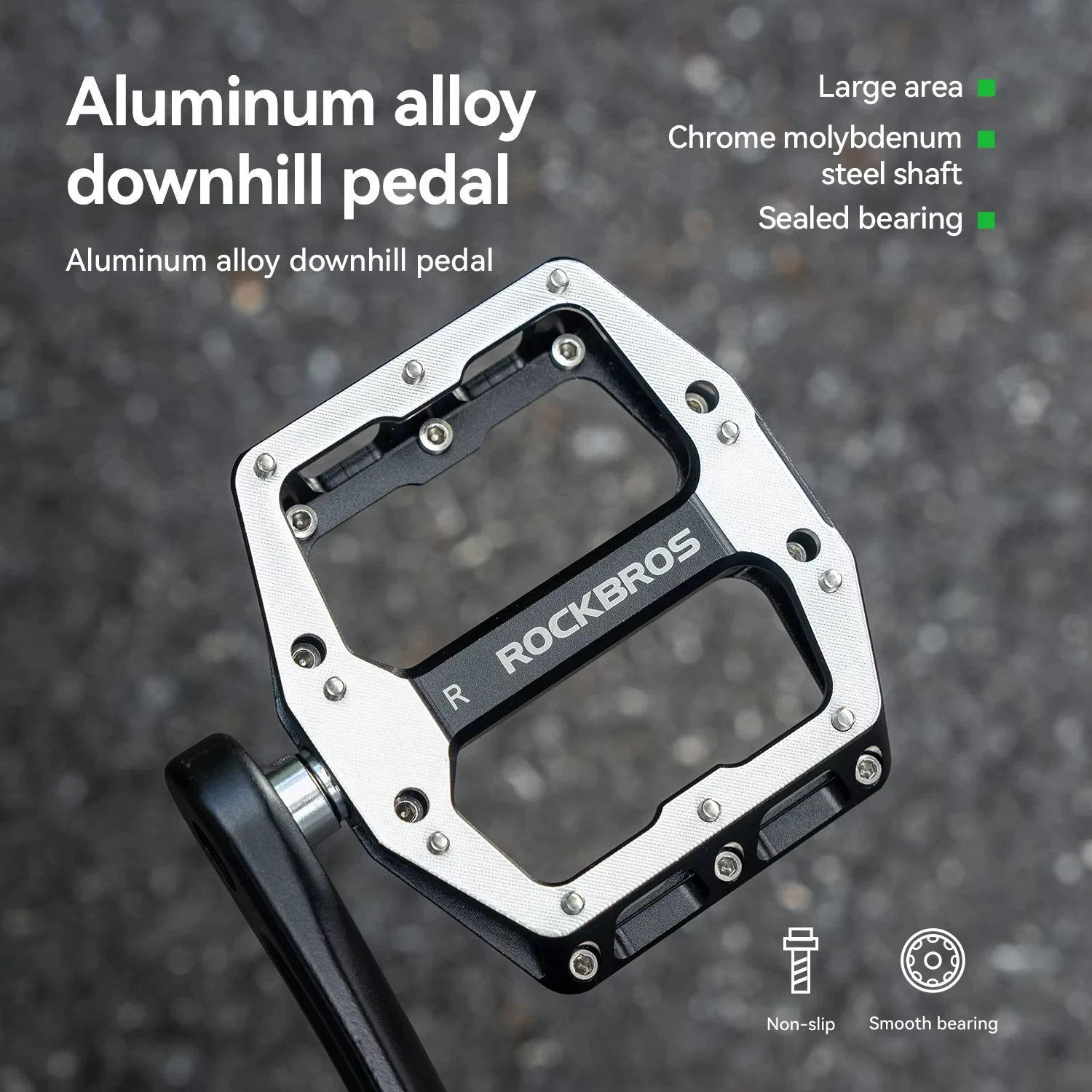 

ROCKBROS Cycling Pedals Aluminum Alloy Sealed Smoth Bearing Pedal Lightweight Non-Slip Dustproof MTB Road Bicycle Pedals