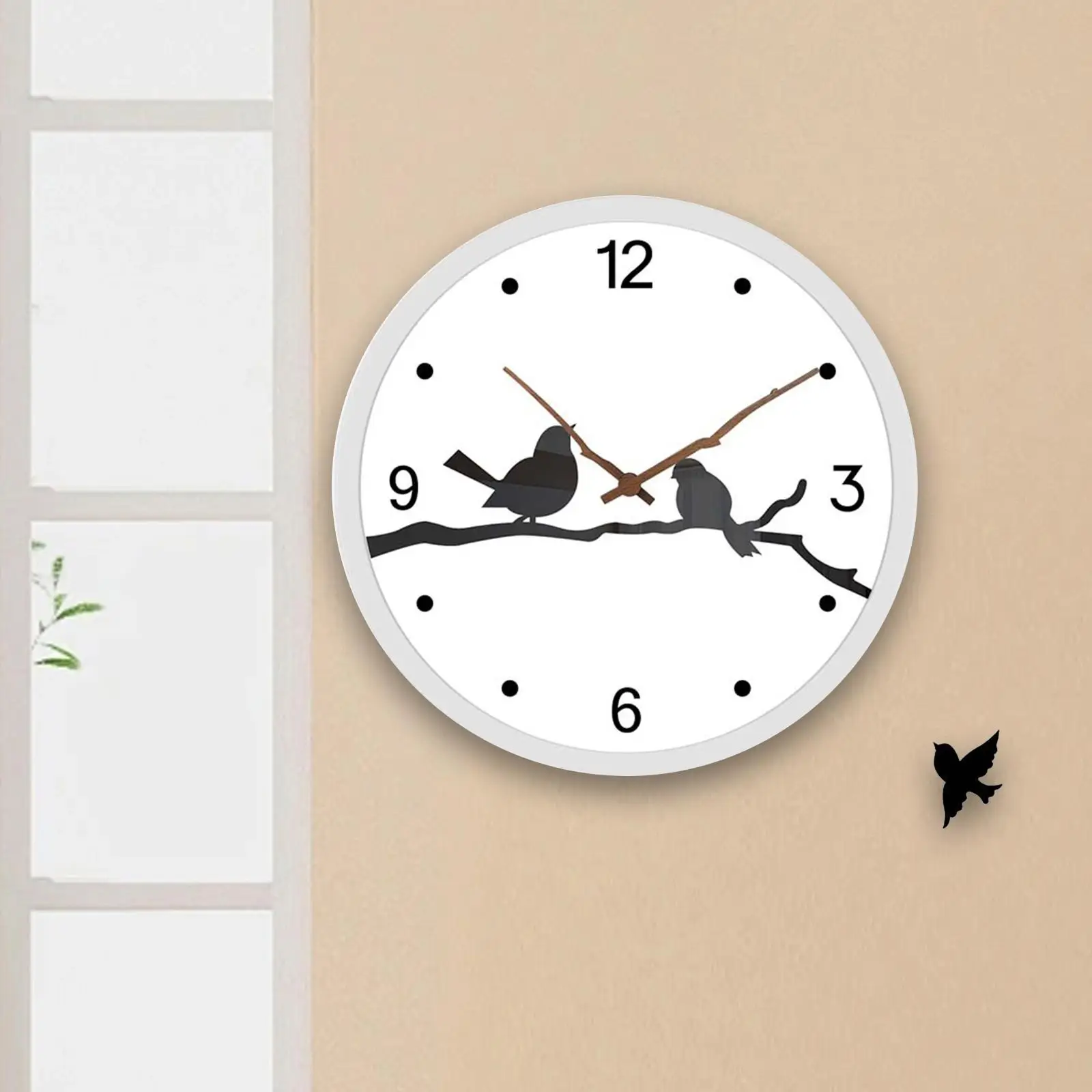 

Wall Clock Ornament Decorative Gifts Round No Ticking Wall Art, Bird Design for Classroom Farmhouse Office Kitchen Bedroom