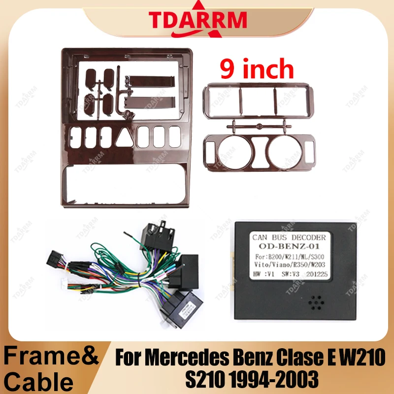 

For Mercedes Benz ClaseE W210 S210 1994-2003 9inch 2Din Car Frame Fascia Adapter Canbus Box Android Radio Dash Fitting Panel Kit
