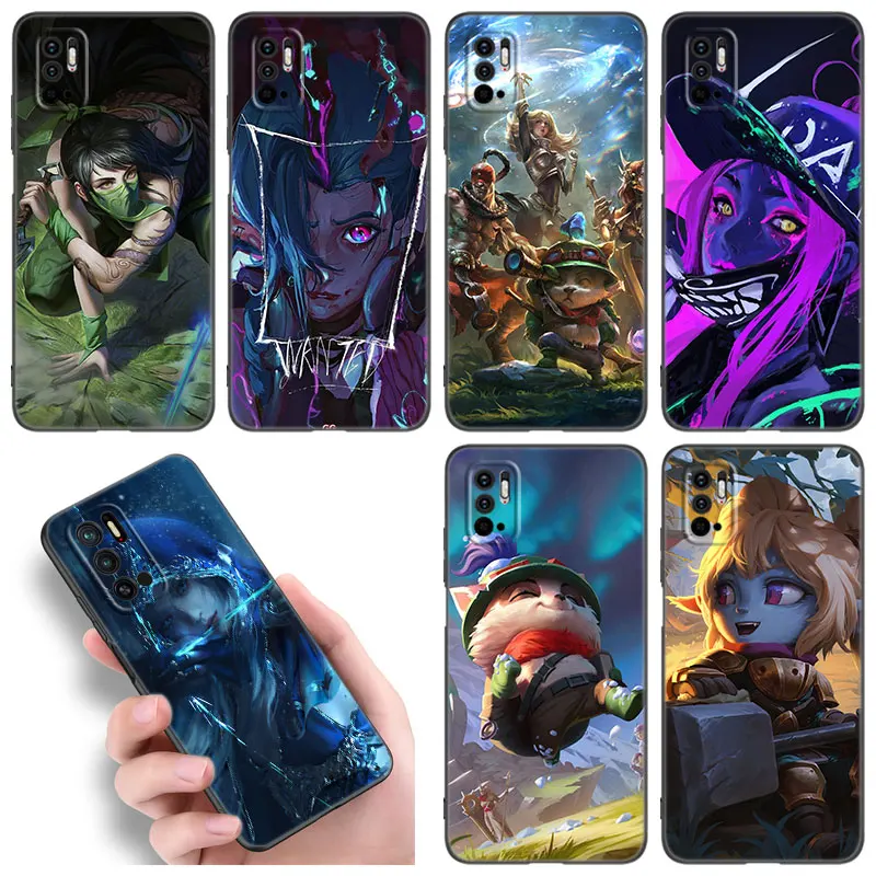 Funda de teléfono de juego League Of Legends para Xiaomi Redmi Note 10, 11, 11S, 12, 4G, 8, 9, 11E, 11T Pro Plus, 10T, 5G, 8T, 9S, 10S, 12S, color negro