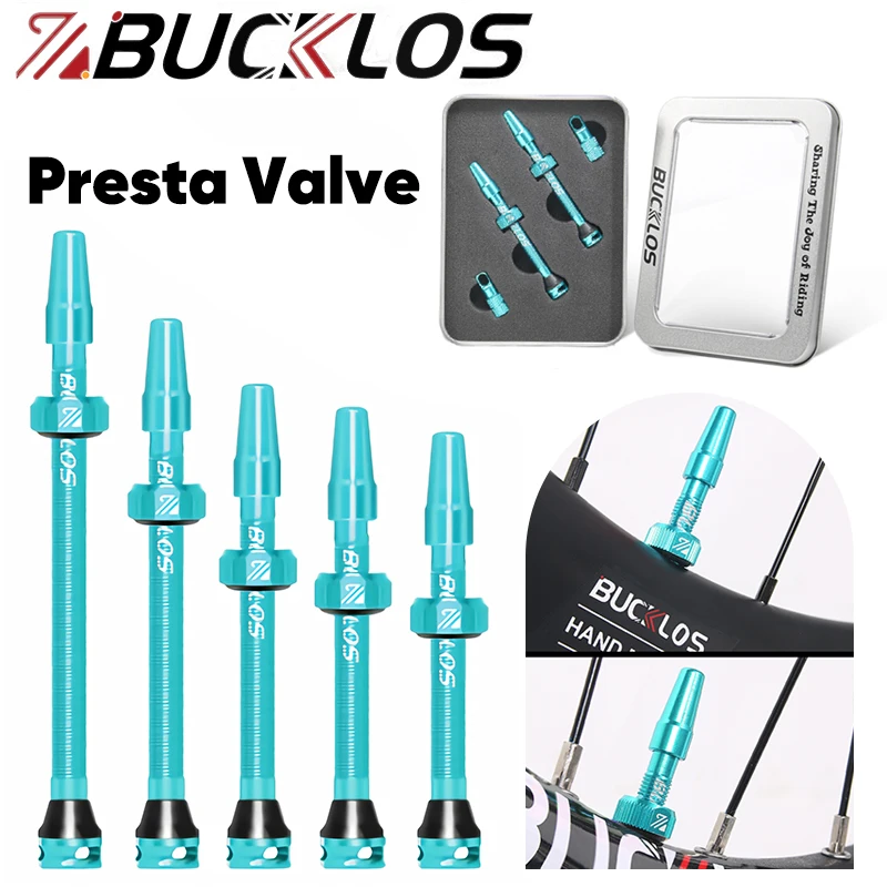 BUCKLOS CNC 자전거 프레스타 밸브, F/V 로드 바이크 튜브리스 밸브, 알루미늄 로드 바이크 F/V 밸브, 사이클링 부품, 40mm, 44mm, 55mm, 60mm, 2 개