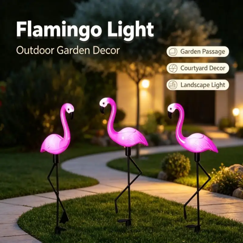 LED Solar Flamingo Garden Light Outdoor Lawn Stake Lamp Landscape Decoration for Yard Patio Courtyard Pathway Home Garden Decor