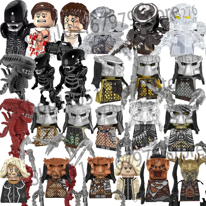 Movie Series Action Figures Alien Predator Building Blocks  Bricks Doll Assemble  MOC DIY Toys for Children