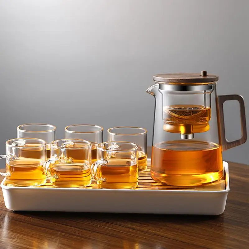 Glass Teapot With Removable Infuser Glass Tea Kettle With Water Separation Heat-Resistant Glass Tea Kettle For Home Living Room