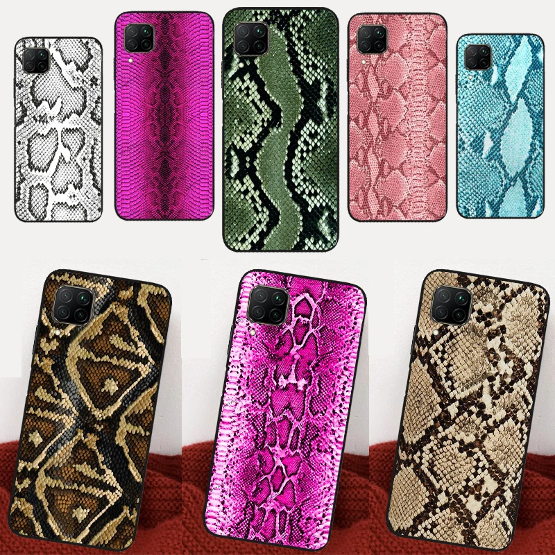 Snake Skin Print Case For Huawei P30 P20 P40 Lite P60 Pro P Smart Nova 9 10 SE 5T 3i 7i 8i 11i Y60 Y61 Y90