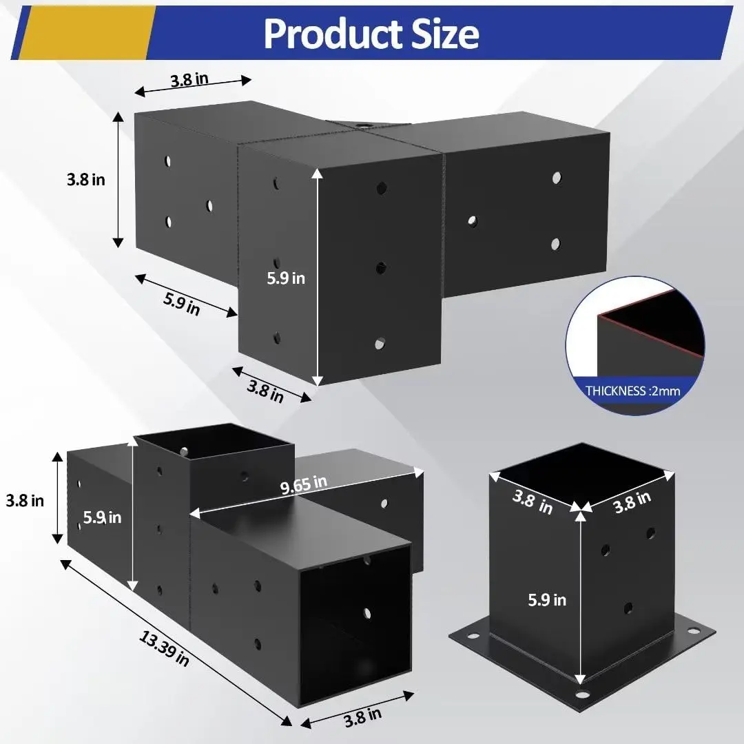 Heavy Alloy Steel Pergola Kit with 3-Way Brackets for 4