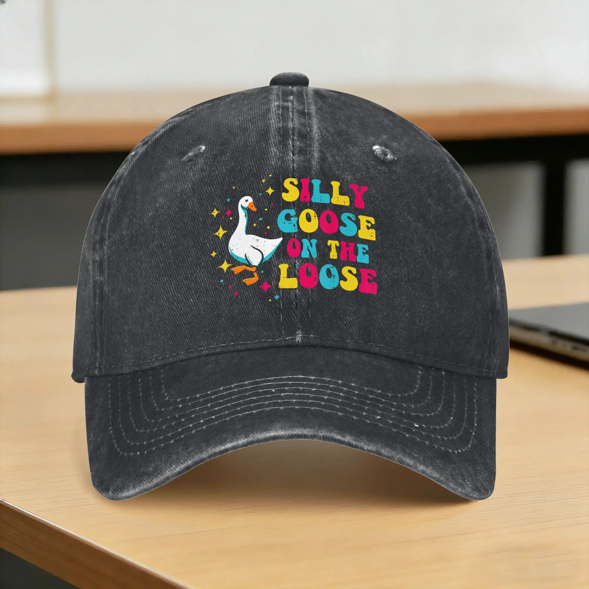 Summer Goose Silly On The Loose Groovy Retro Animal Baseball Cap Sun  Breathable Design Washed Trucker Hat Unisex Snapback Cap