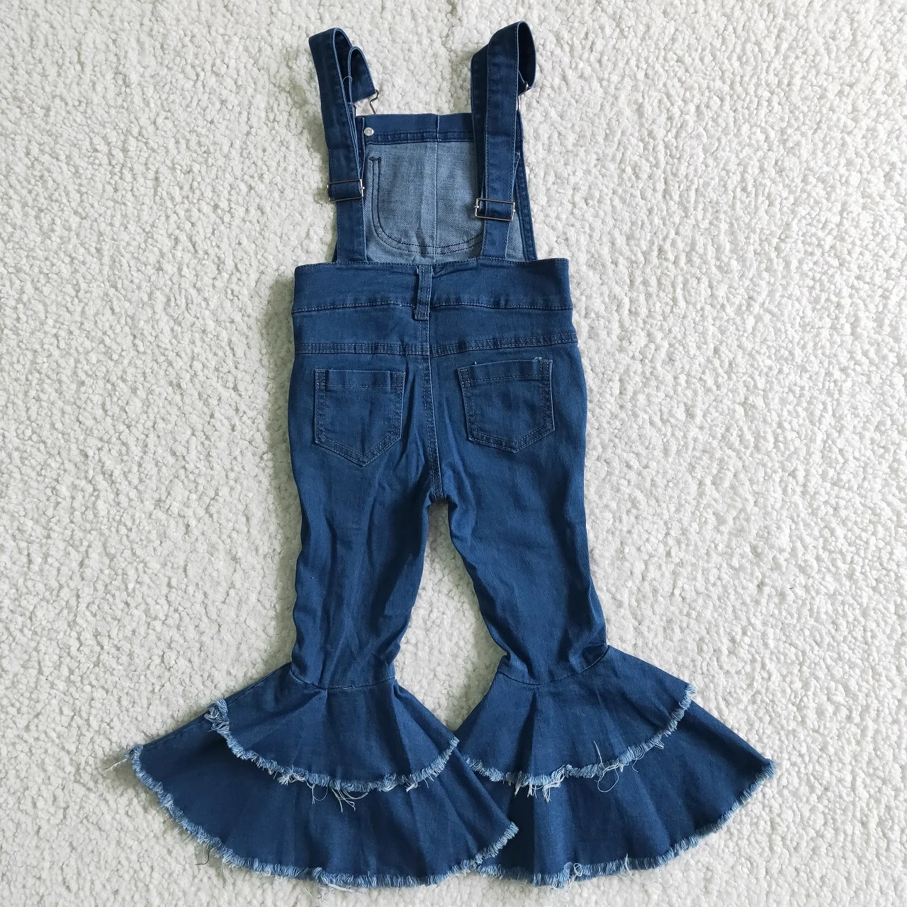 Wholesale Kids Children Denim Overalls Bell Bottom Pants Toddler Baby Girl Pocket Blue Jeans Clothing