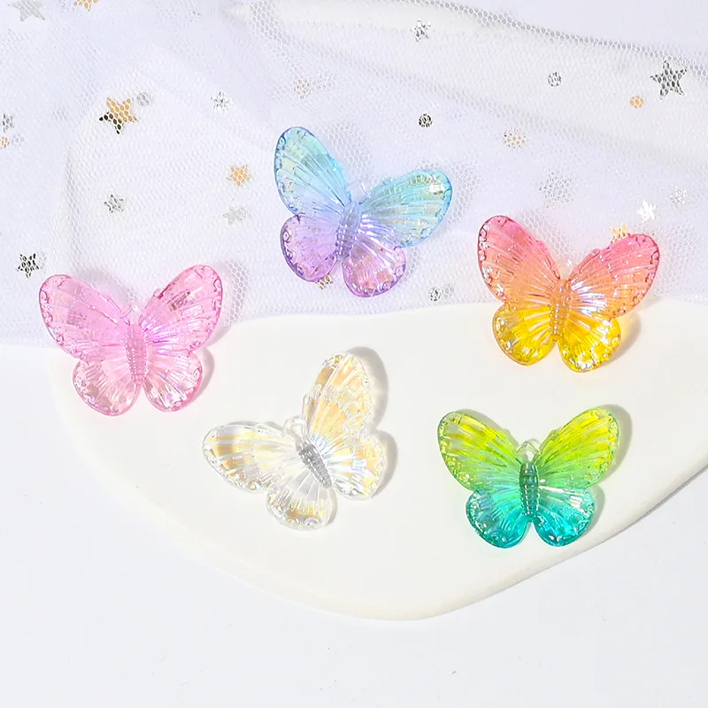 10pcs AB Bling Colorful Clear Butterfly Flatback Rhinestone DIY Scrapbook Wedding Applique Craft Home Decor Craft Accessories