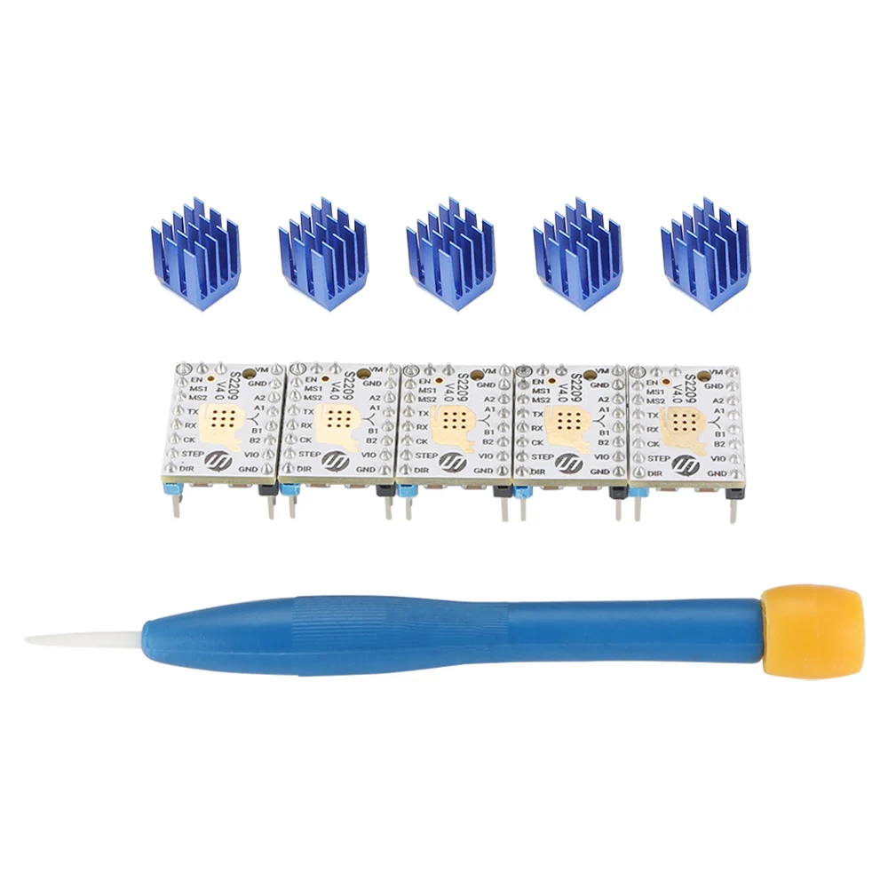 Pilote de moteur pas à pas TMC2209 v4.0, pilote muet, micropas mat, courant 2,8 A, pièces d\'imprimante 3D Patricia VS TMC2208, 5 pièces