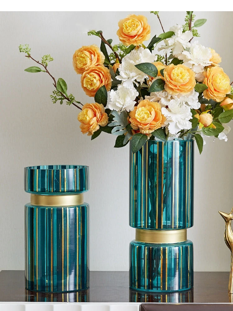 

Стеклянные вазы в черные золотые полосы, декор стола, прозрачная гидропоника, цветочная композиция, настольная ваза, аксессуары для украшения дома