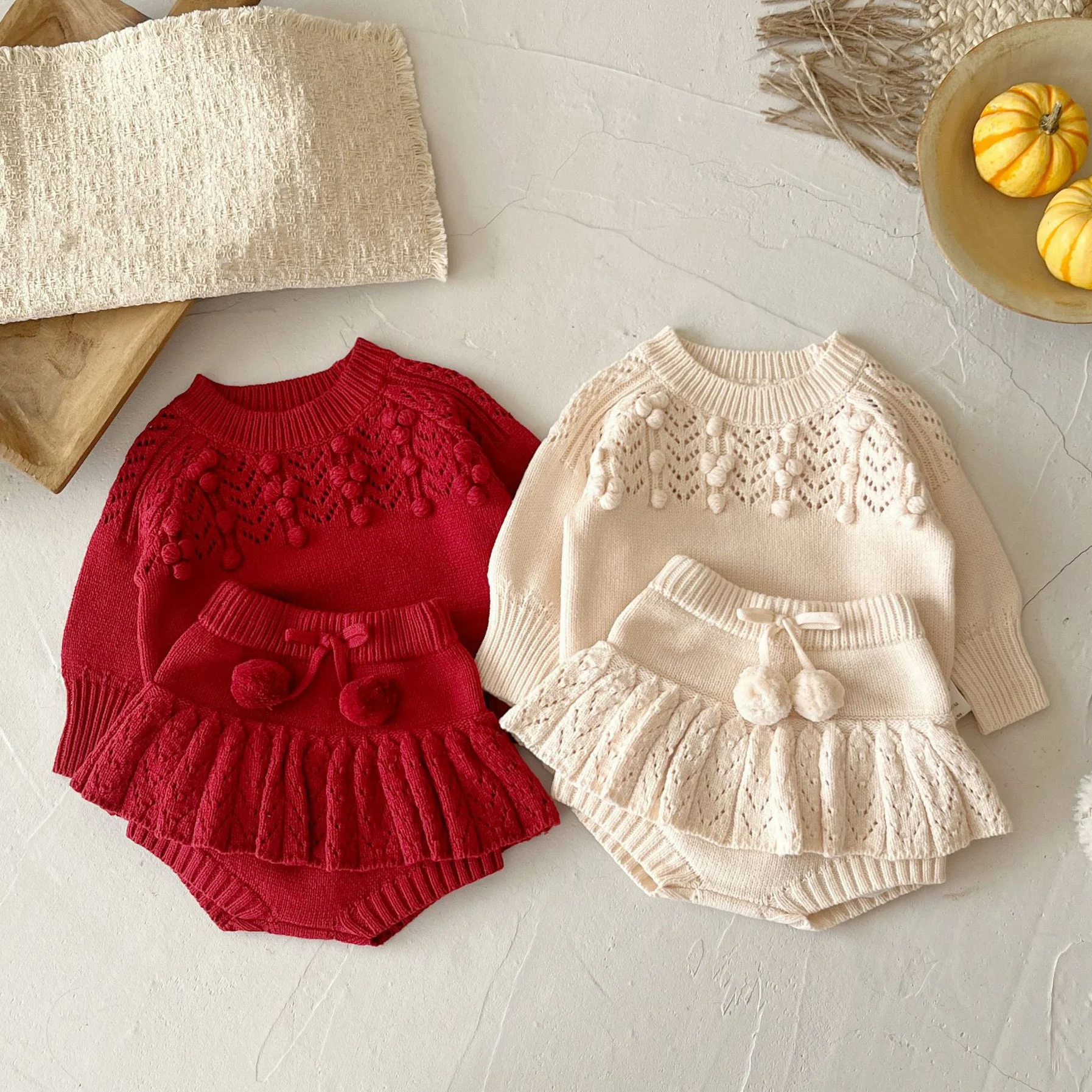 0-3T Newborn Kid Baby Girl Winter Clothes Knit Thick Warm Sweater Elegant Polka Dot Cute Sweet Knitwear Pullover Top Outfit