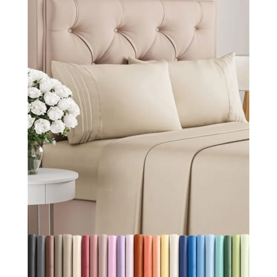 

King Size 4 Piece Sheet Set - Comfy Breathable and Cooling Bed Sheets Set - Hotel Luxury Bedding for Women Men Teens Boys and G