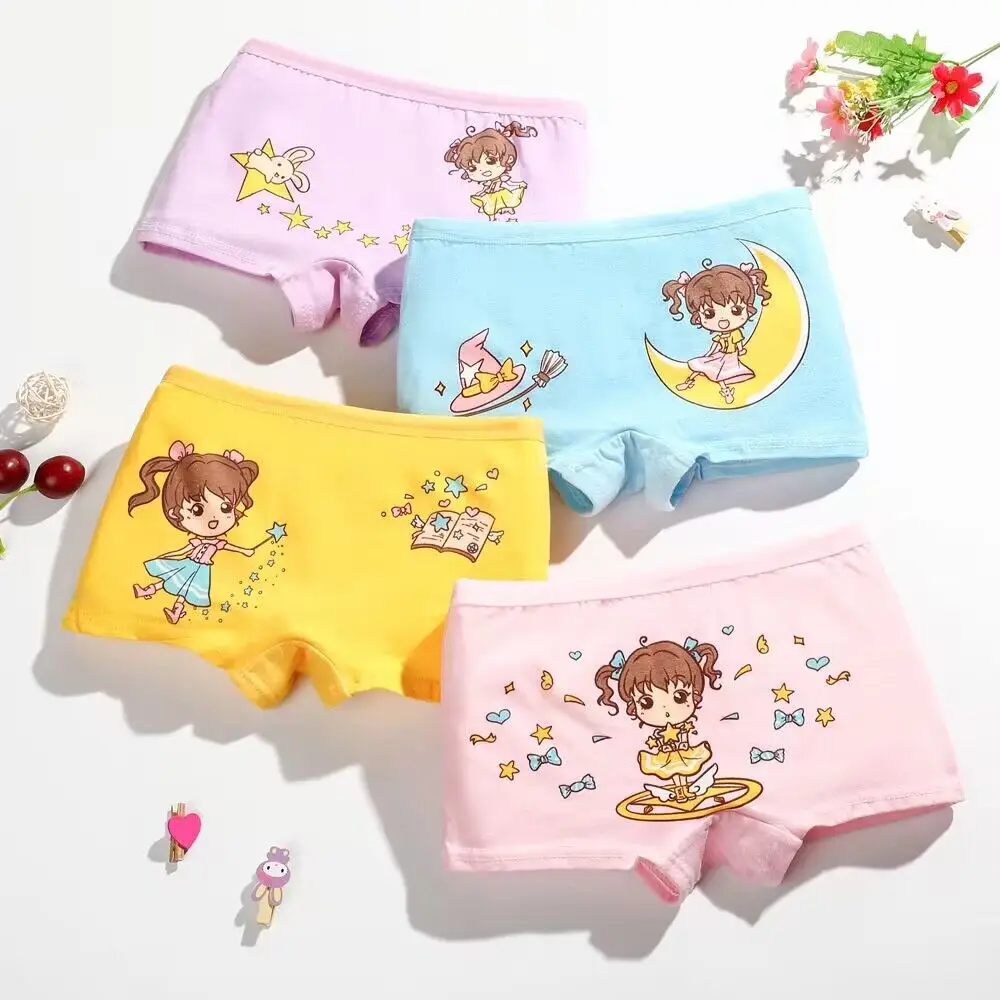 4 Pieces/Lot Children Underwear Cotton Girls Panties Cute Kids Boxer Briefs Child Soft Girl Pants 2-10Years