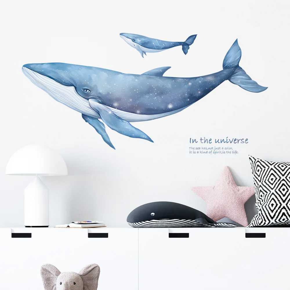 Cartoon Underwater Whale Wall Stickers For Kids Room Decoration Anime Room Decor Bedroom Accessories Wall Decor Home Decoration