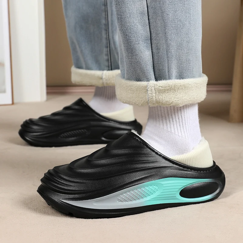 

Удобные плюшевые мужские хлопковые тапочки с толстой подошвой, увеличивающие рост, износостойкие, теплые и противоскользящие