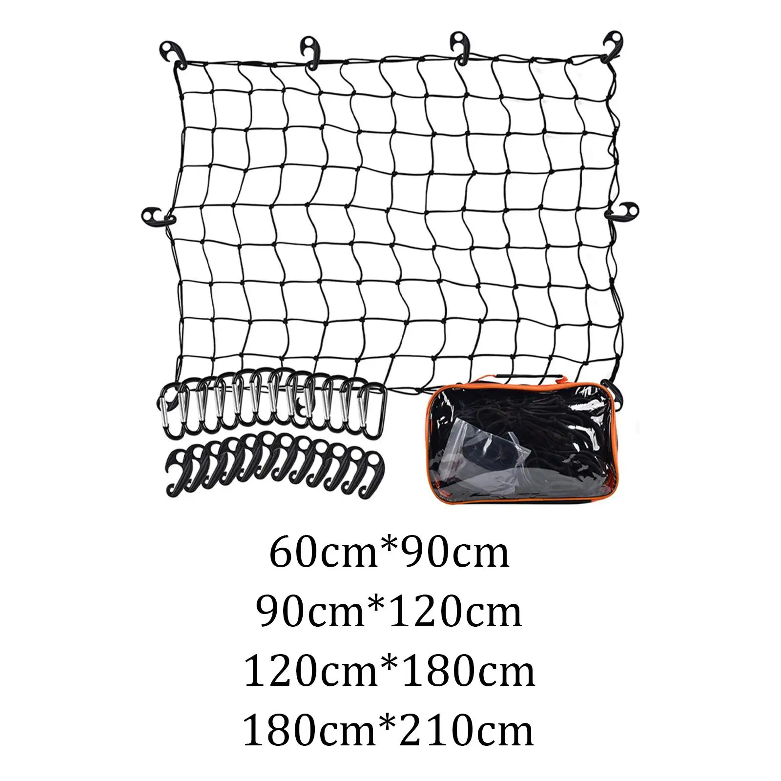 Automotive Cargo Net Bungee Mesh Net with Hook Easy to Install Universal Luggage