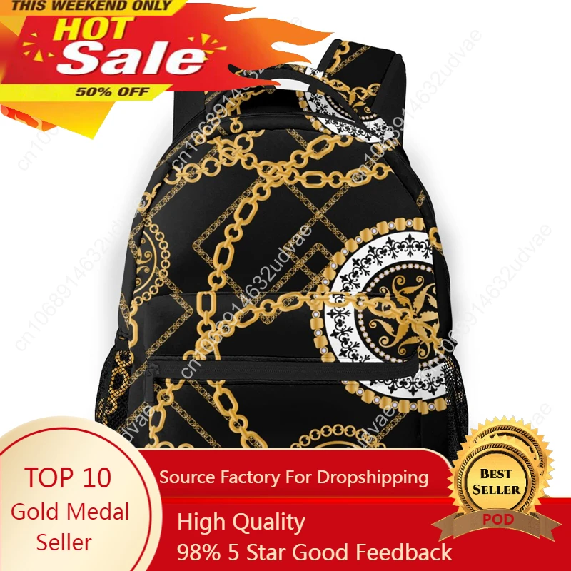 

Golden Floral Baroque Pattern Backpack Women Shoulder Bag For Teenage Girls Boho Bagpack Female Ladies School 2021