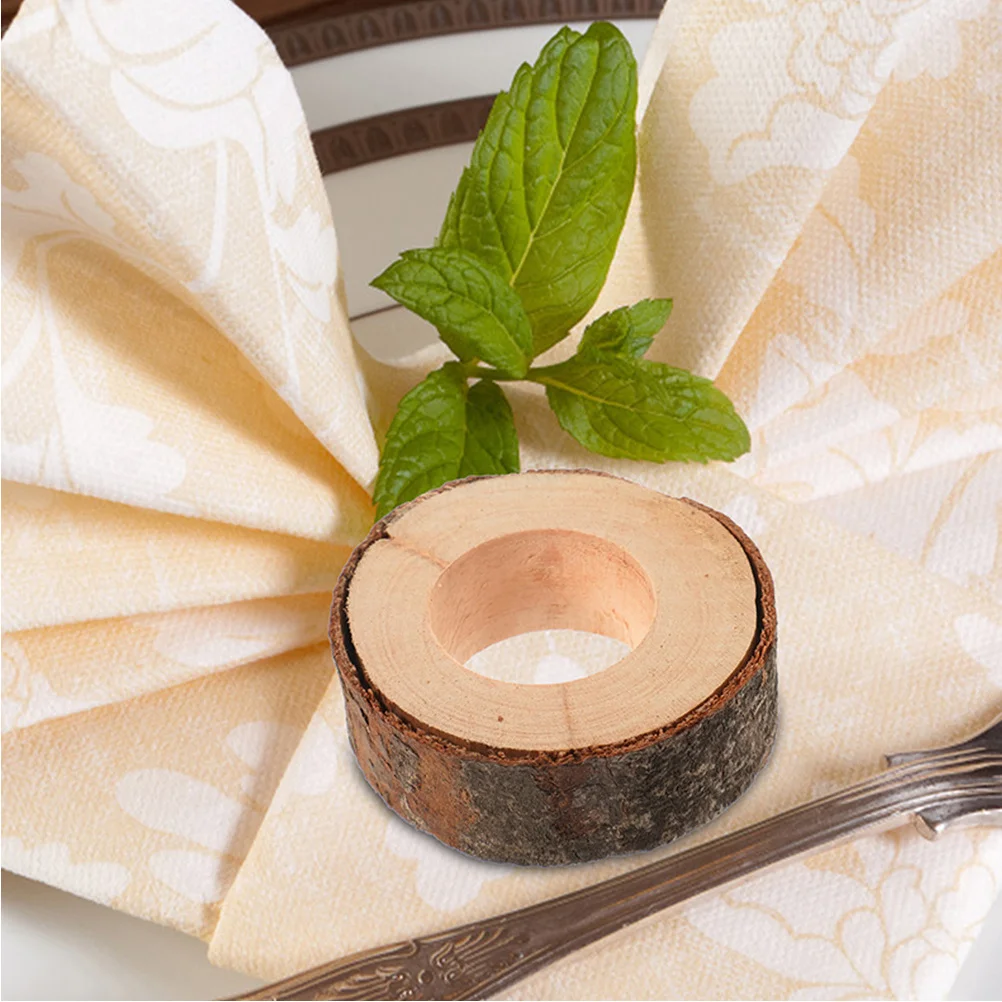 

10pcs Wooden Napkin Rings Rustic Farmhouse Decorative Holders For Wedding Party Table Decoration Kitchen Bar Supplies Set