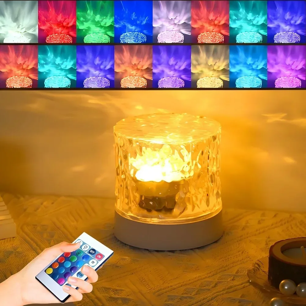 Ocean Wave Projector Light 16 Colors Changing Night Light Cool Flame Water Lamp Northern Lights Aurora Projector with Remote