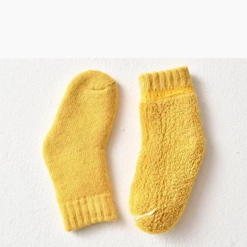 Wool Cashmere Sock for Baby Boy Girl Solid Color Warm Thicken Fleece Calf Furry Kid Sock for 0-10 Year Children Baby Stuff