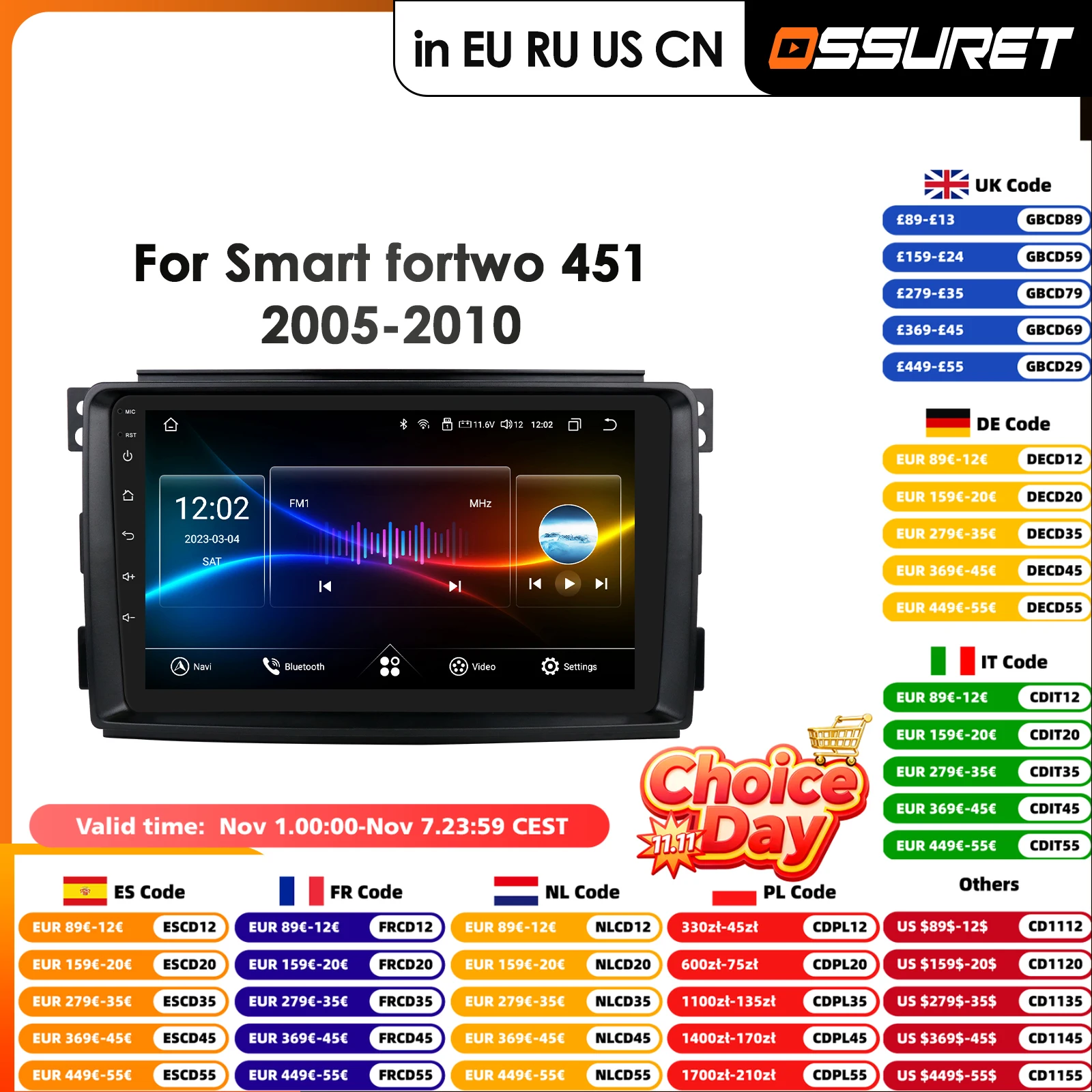 Carplay Android Auto 2Din Car Radio GPS for Smart Fortwo 2006-2010 Multimedia Video Player Navigation Stereo 9