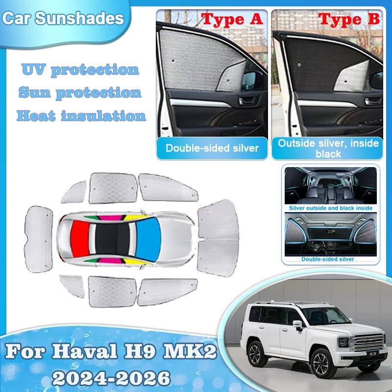 

Car Sun Shade For Haval H9 MK2 2024 2025 2026 Accessories Sunshades Windshield Covers Side Window Curtain Bodykits UV Protection