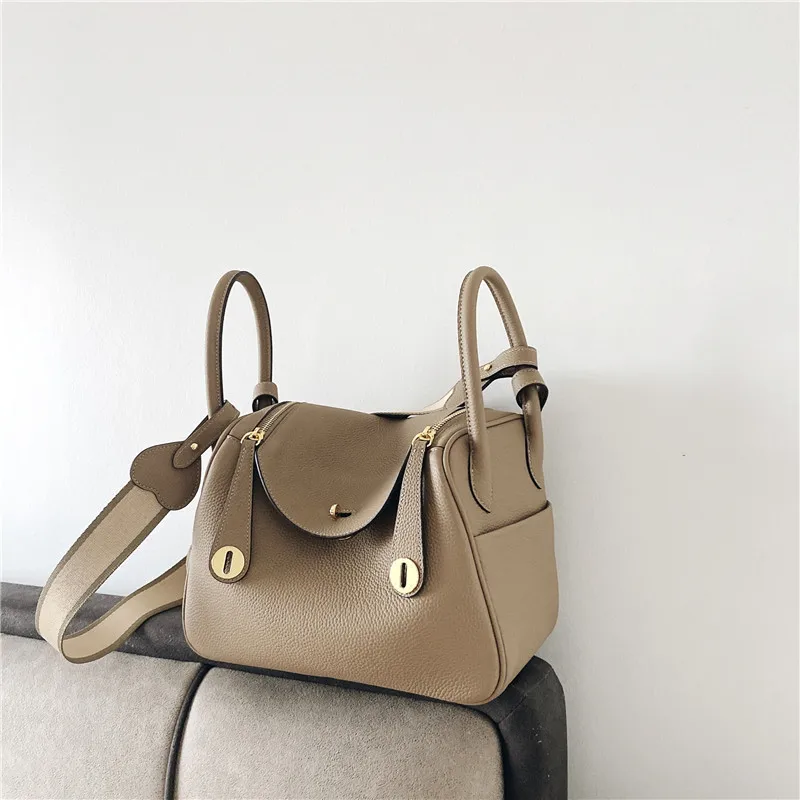 

Genuine Leather Women's Bag 2025 New Retro Bucket Bag Fashionable Portable Shoulder Women's Bag